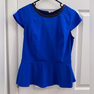 Express Royal Blue Blouse with Black Trim